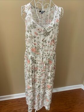 Frye Cream Maxi Dress with Pink Floral Print